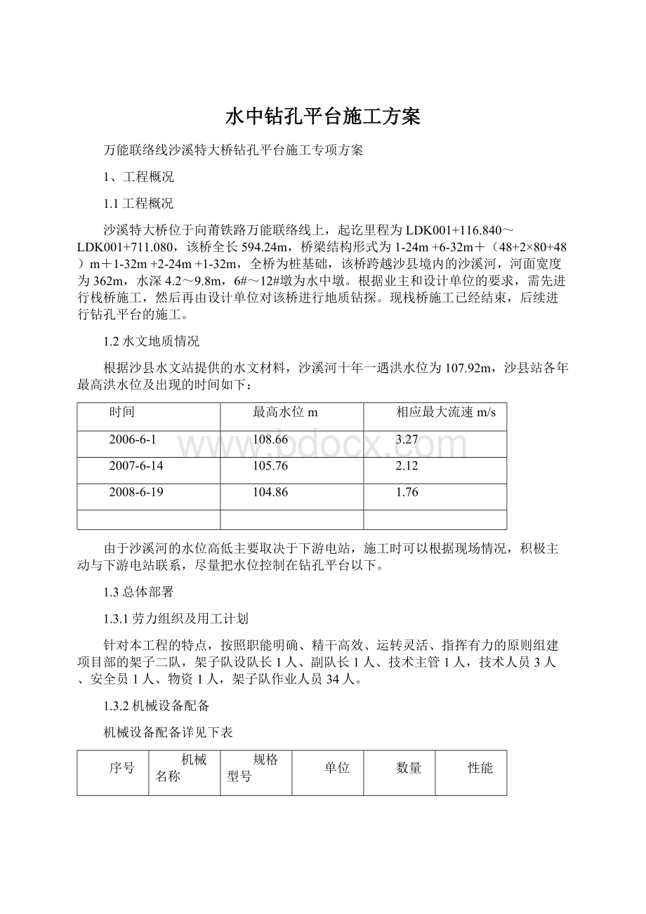 水中钻孔平台施工方案.docx