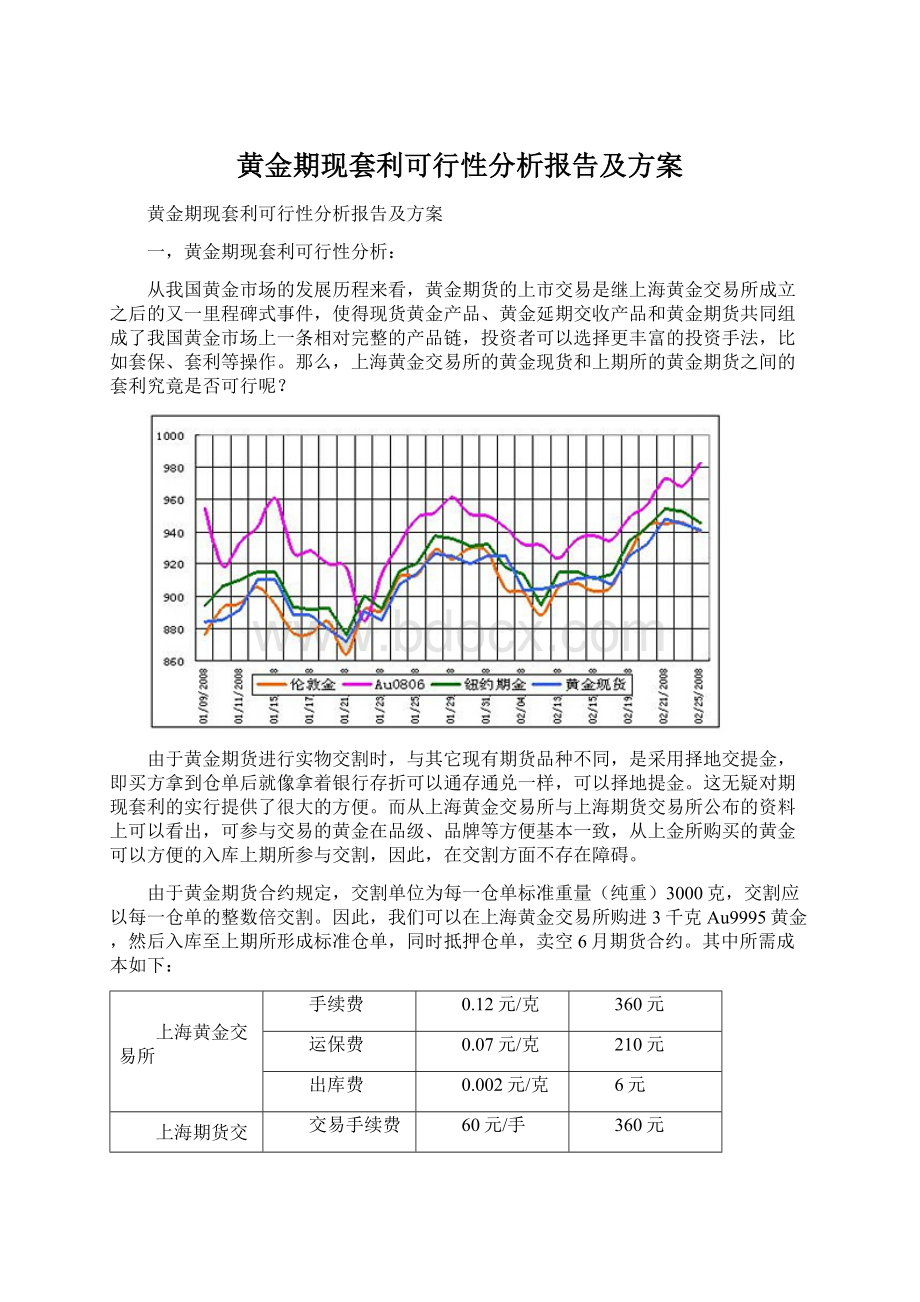 黄金期现套利可行性分析报告及方案.docx_第1页