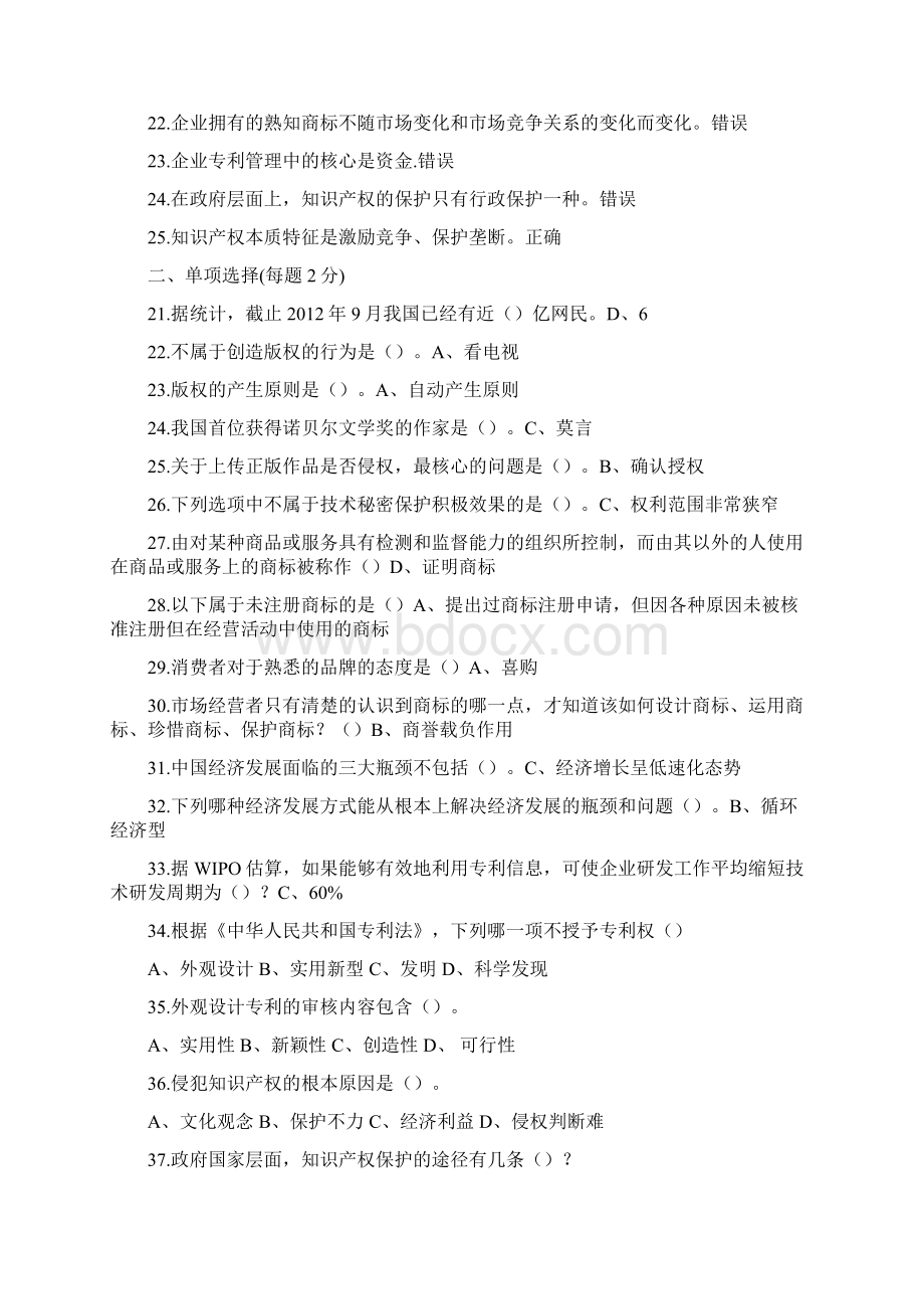 公需科目知识产权100题.docx_第2页