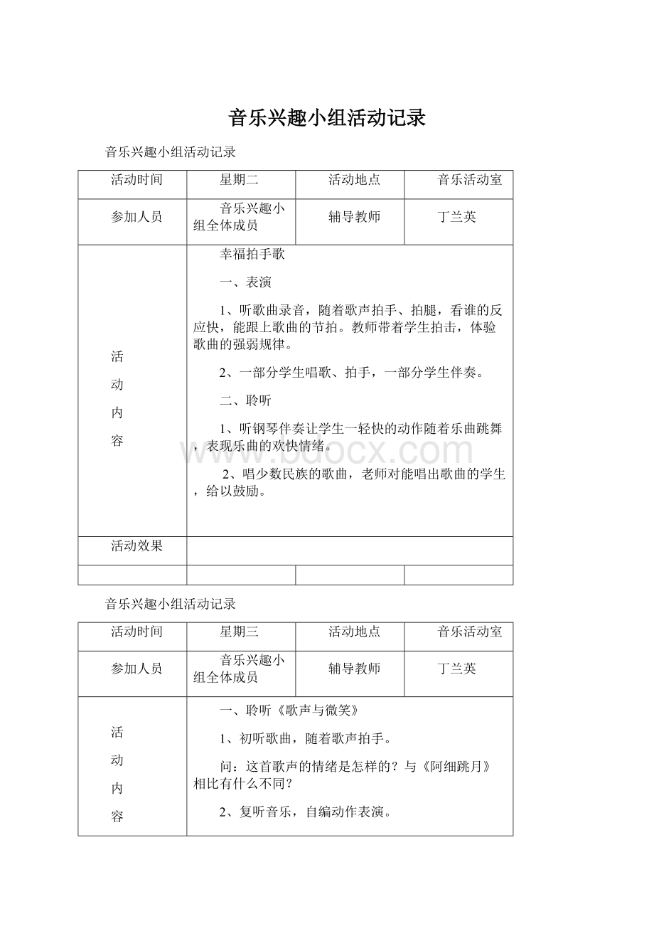 音乐兴趣小组活动记录.docx_第1页