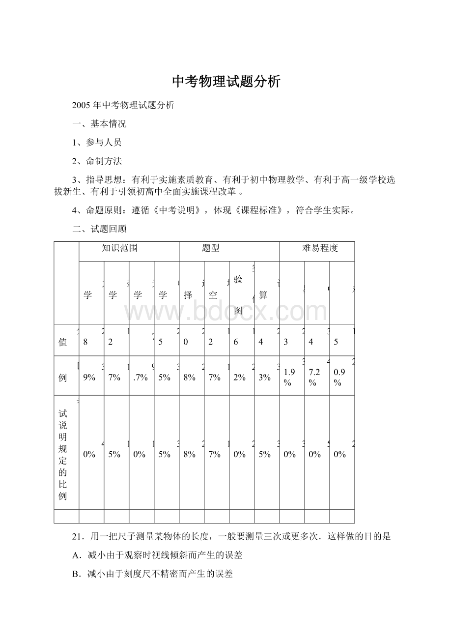 中考物理试题分析Word格式.docx