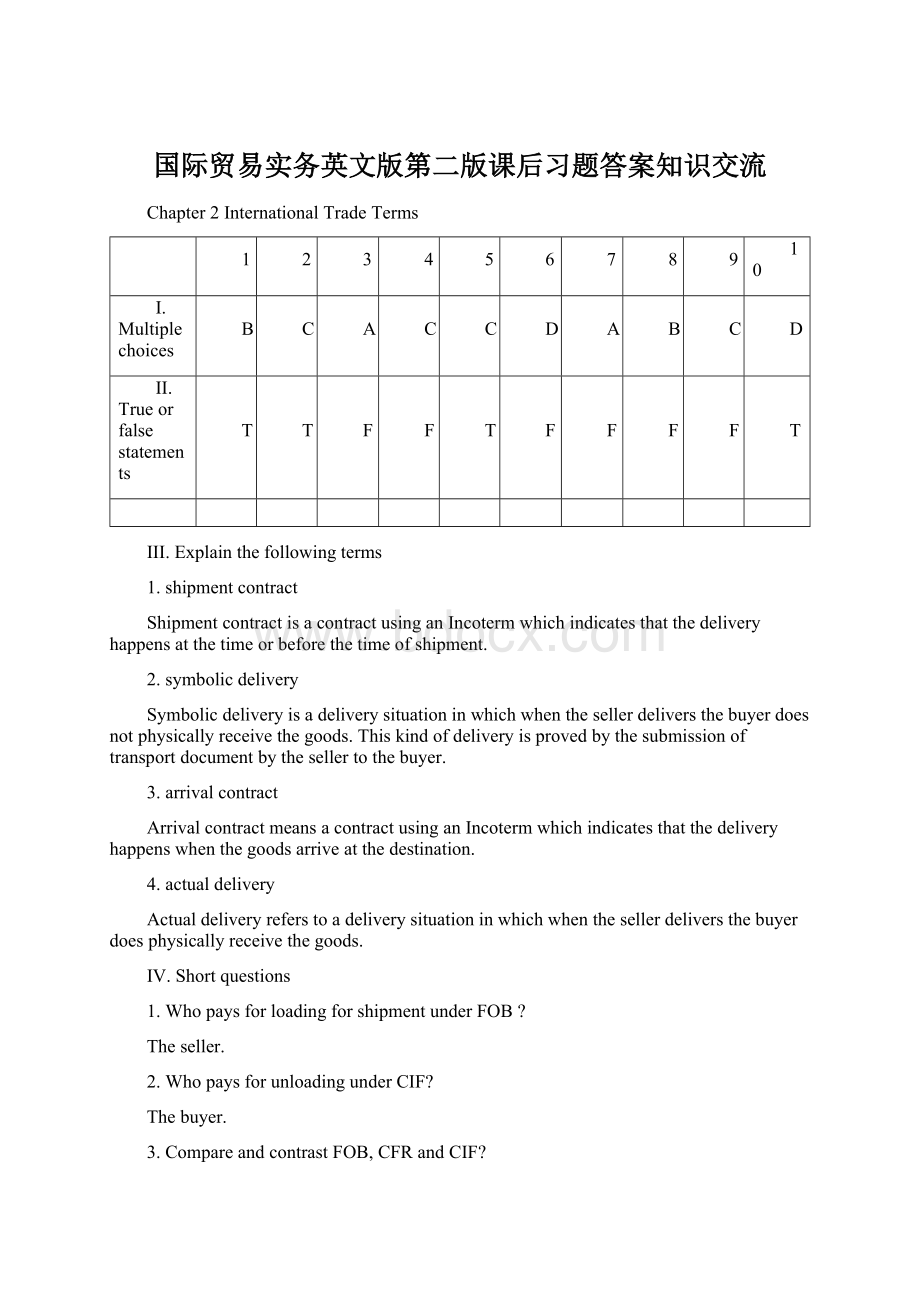 国际贸易实务英文版第二版课后习题答案知识交流Word格式文档下载.docx