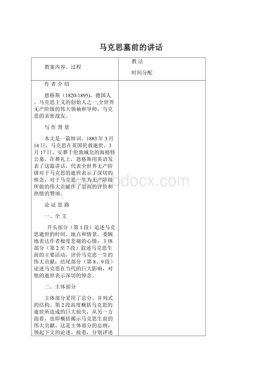 马克思墓前的讲话Word文件下载.docx_第1页