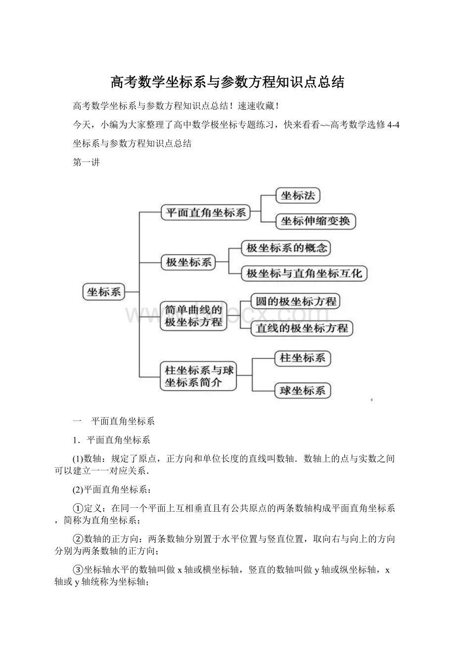 高考数学坐标系与参数方程知识点总结Word文件下载.docx