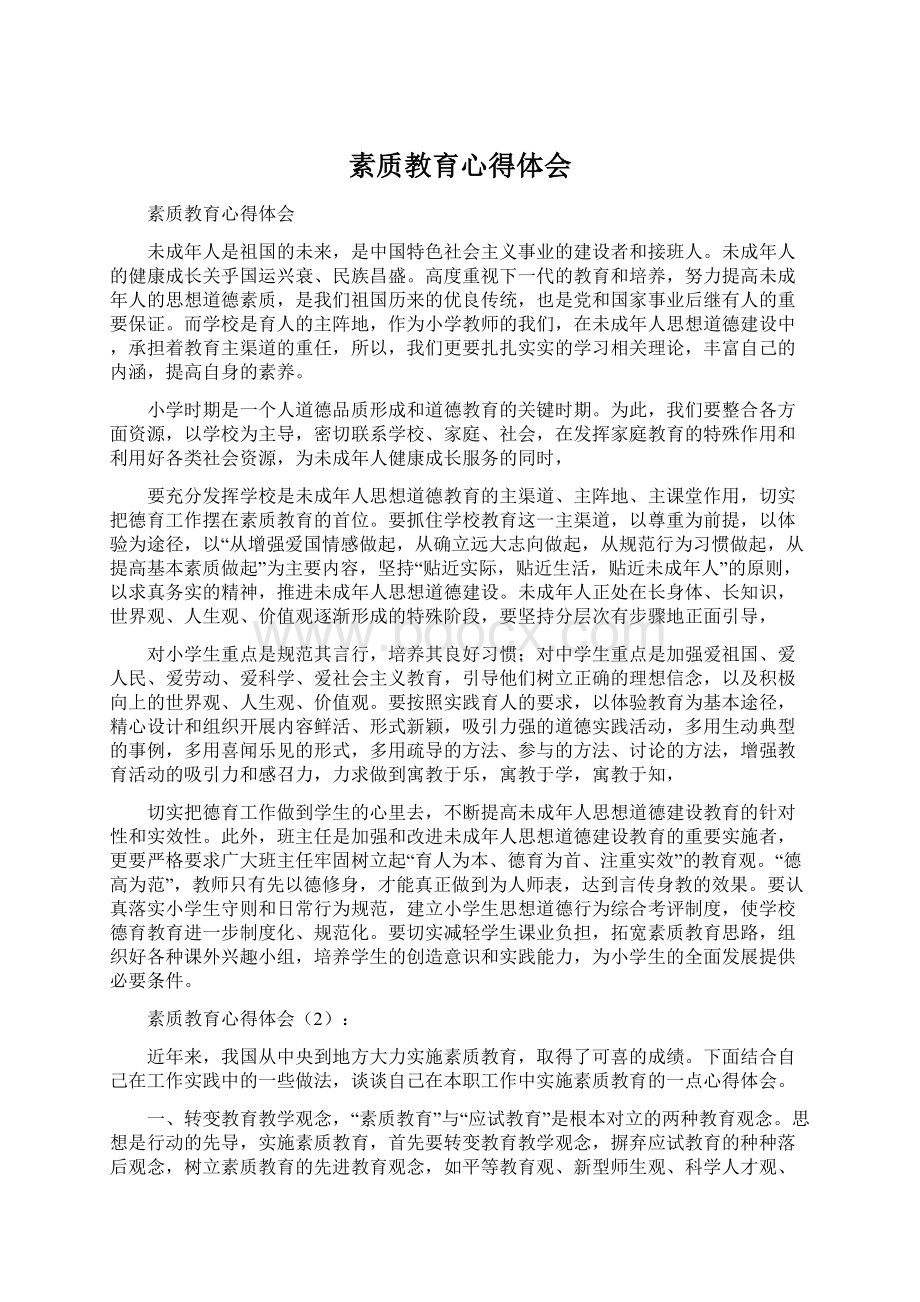 素质教育心得体会文档格式.docx