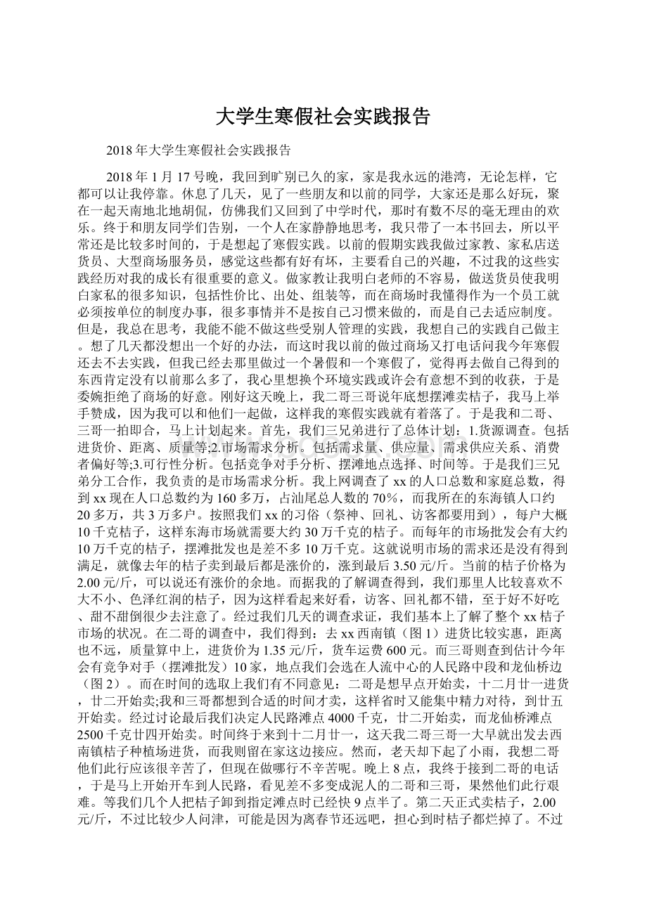 大学生寒假社会实践报告Word文档下载推荐.docx