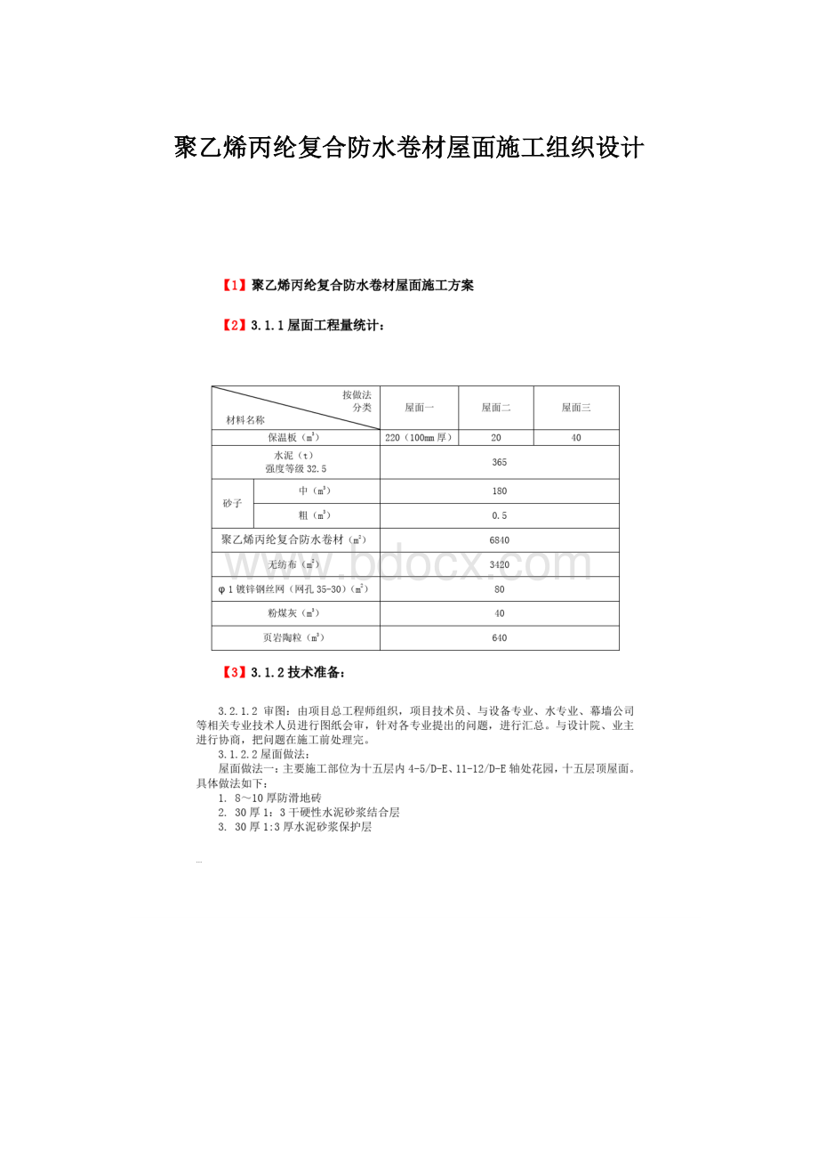 聚乙烯丙纶复合防水卷材屋面施工组织设计.docx_第1页