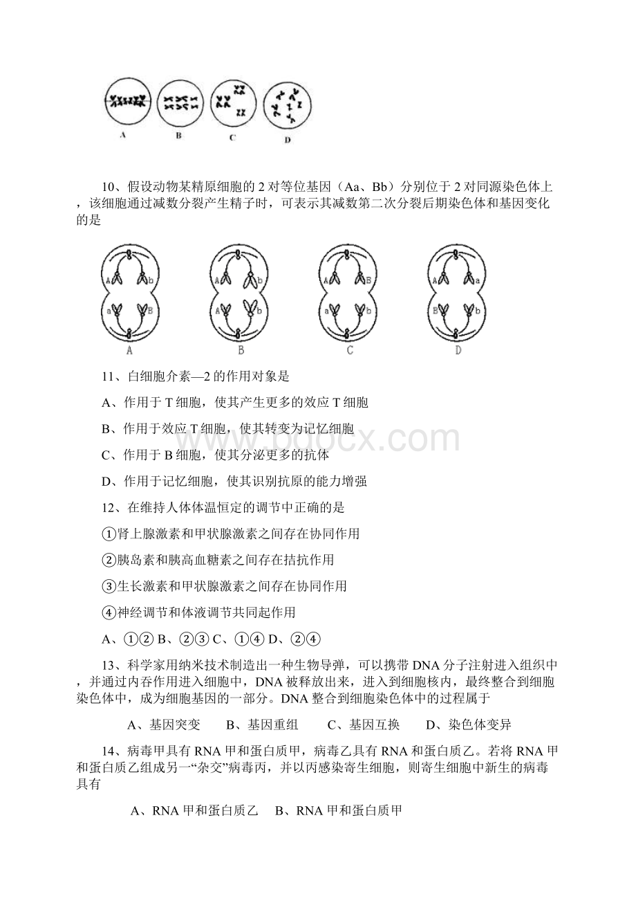 高考生物模拟试题1Word文档下载推荐.docx_第3页