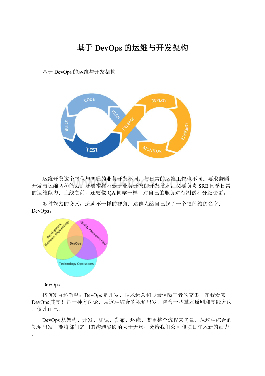 基于DevOps的运维与开发架构Word格式.docx