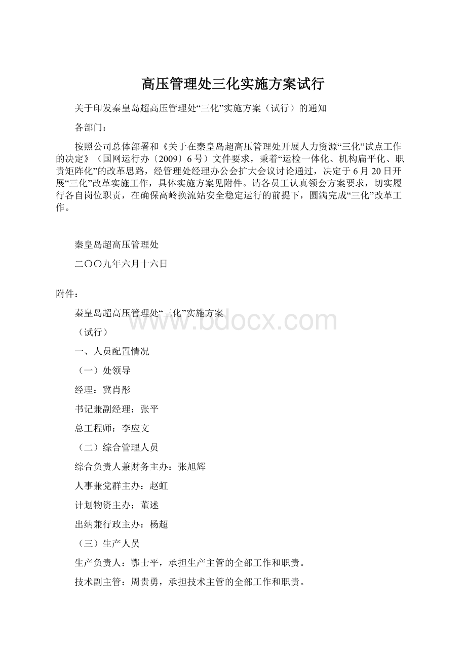 高压管理处三化实施方案试行.docx