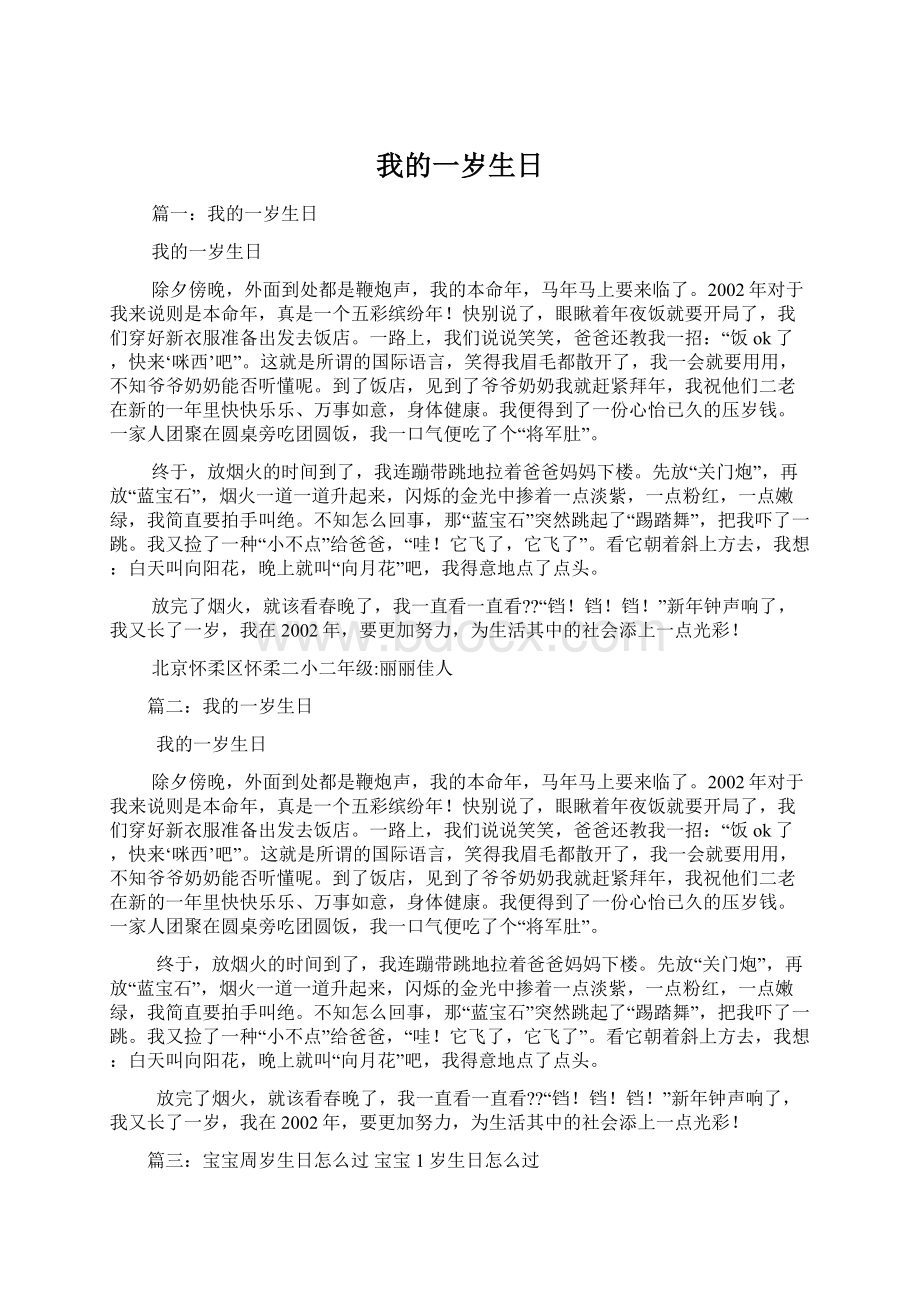 我的一岁生日文档格式.docx