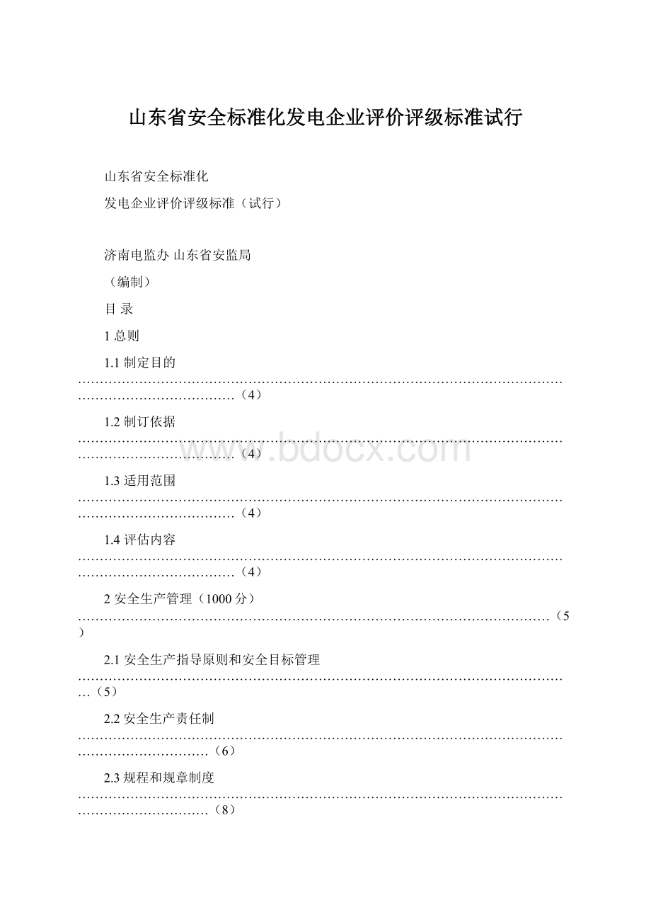 山东省安全标准化发电企业评价评级标准试行.docx