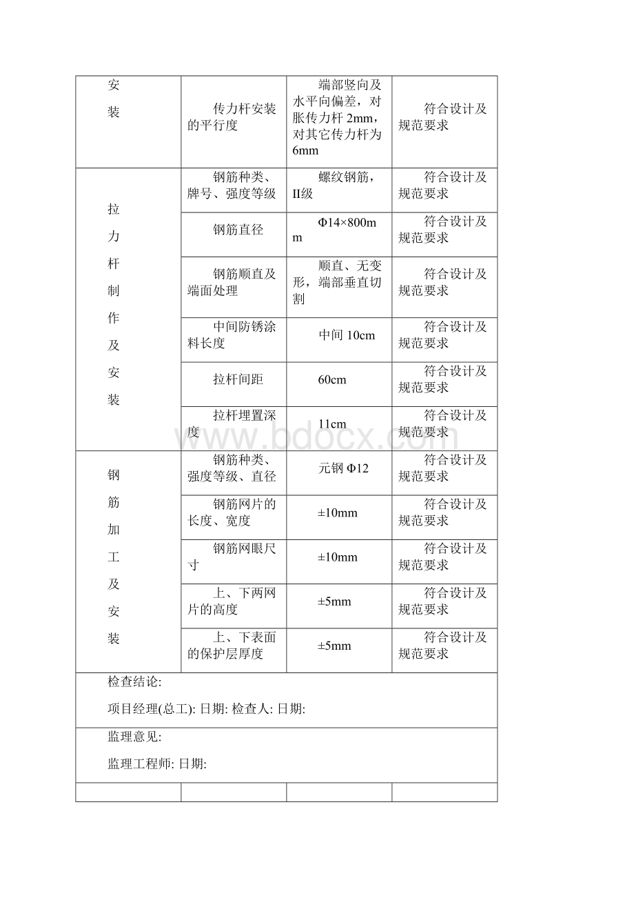 yc施35水泥混凝土路面传力杆拉杆钢筋制作及安装检查记录表.docx_第3页