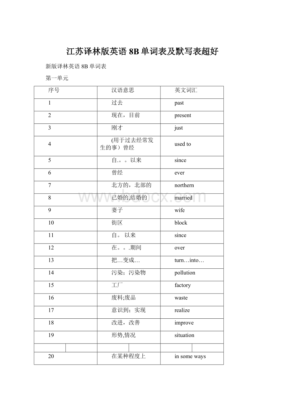 江苏译林版英语8B单词表及默写表超好文档格式.docx