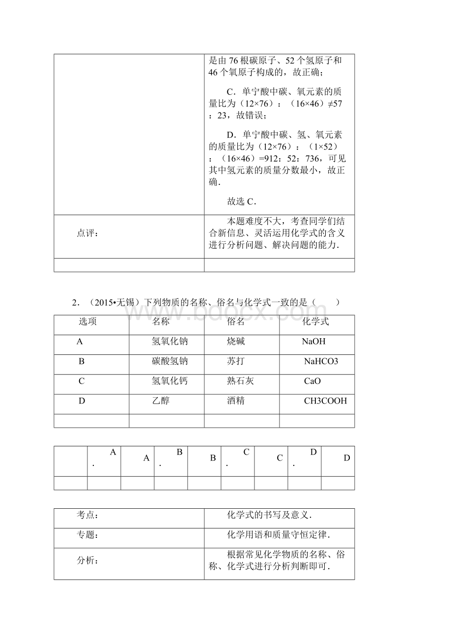 化学中考试题分类汇编化合价与化学式doc.docx_第2页