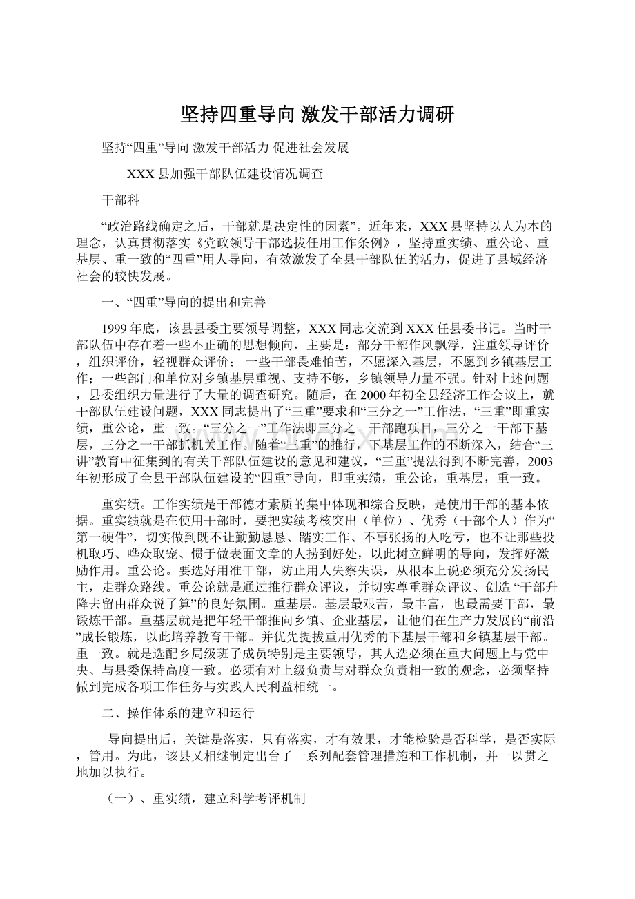 坚持四重导向 激发干部活力调研.docx_第1页