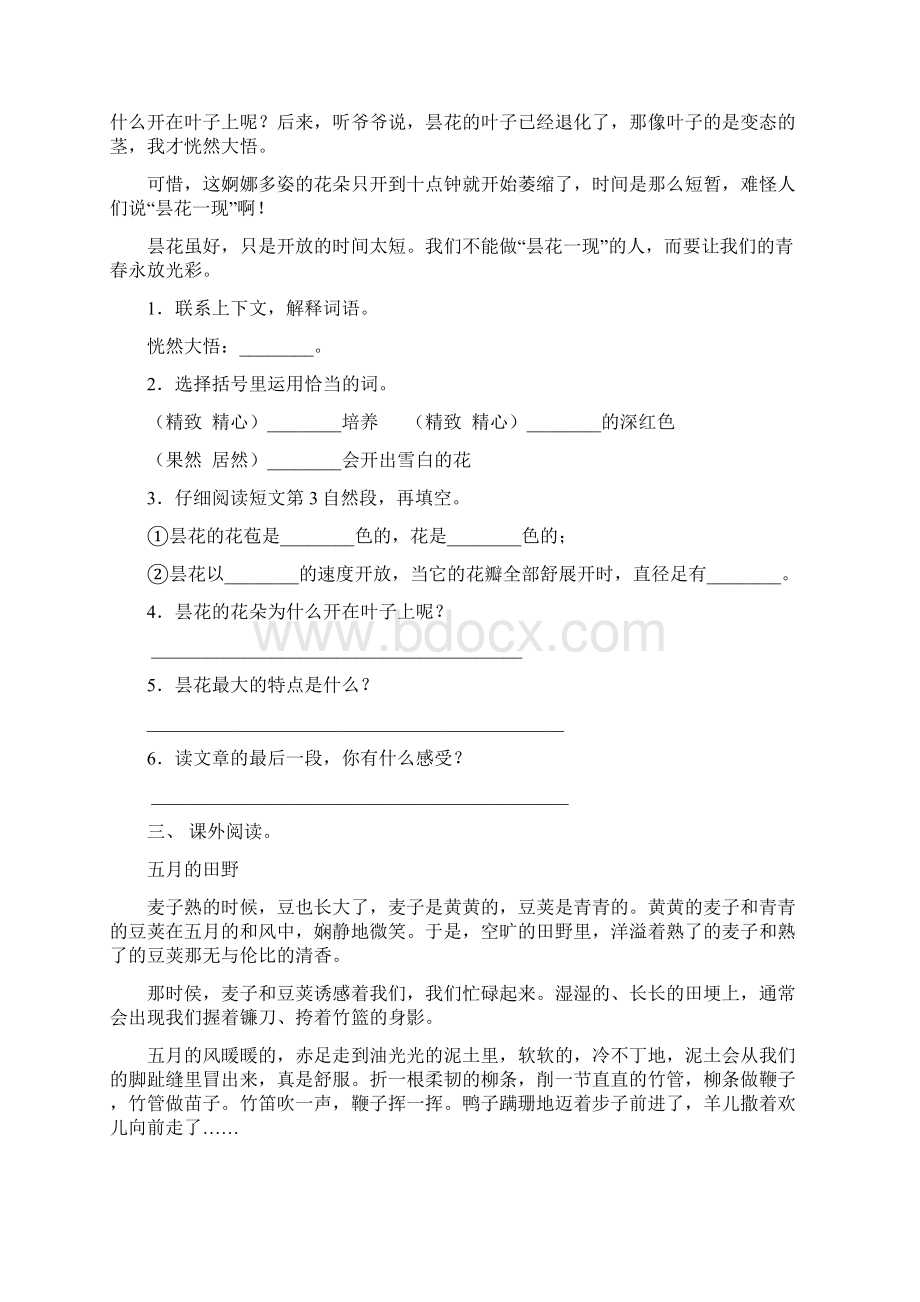 小学四年级语文上册阅读理解练习及答案.docx_第2页