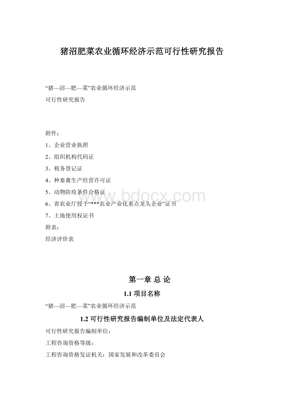 猪沼肥菜农业循环经济示范可行性研究报告Word格式文档下载.docx