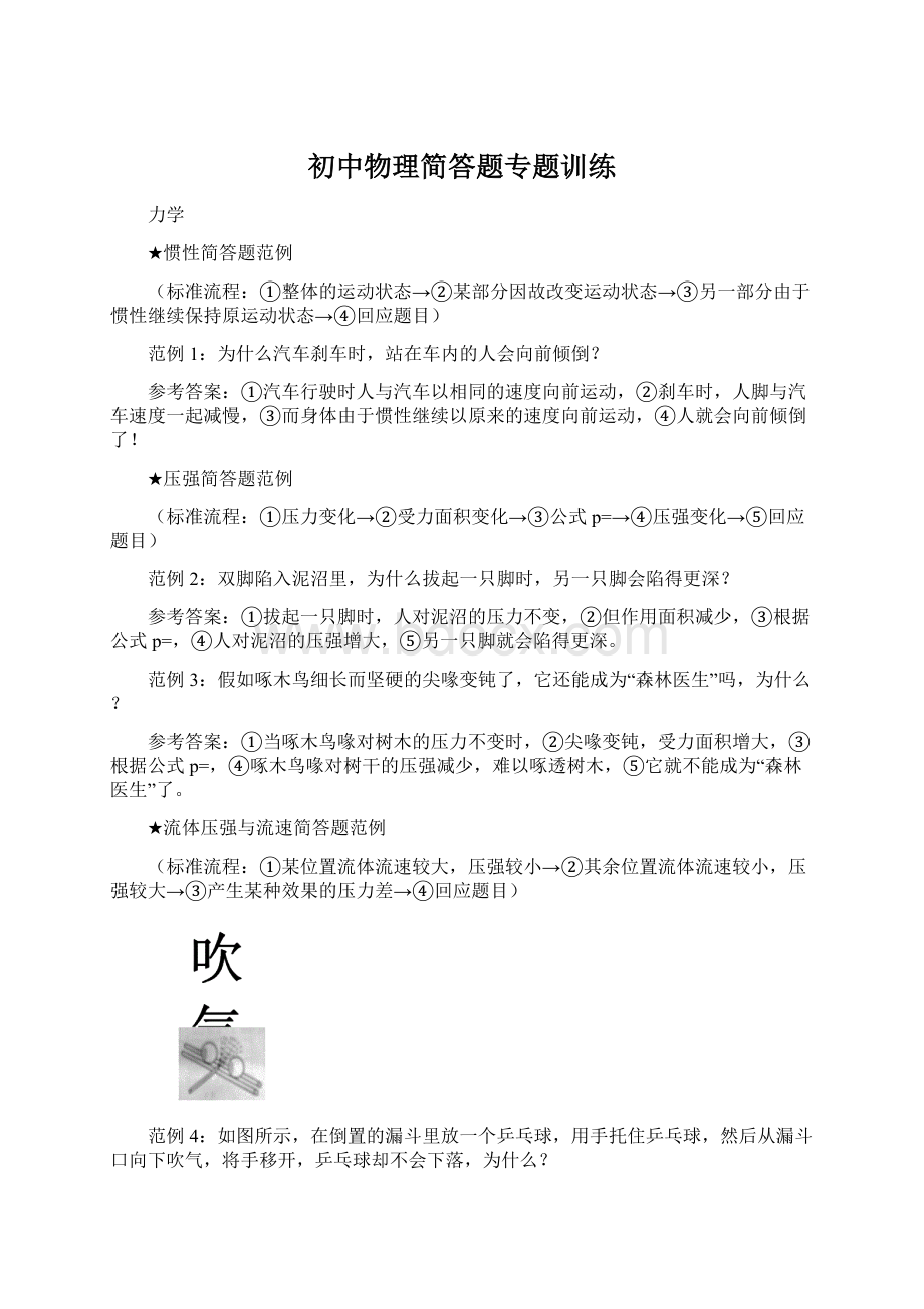 初中物理简答题专题训练.docx_第1页