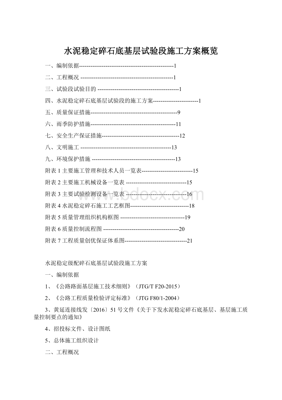 水泥稳定碎石底基层试验段施工方案概览Word格式.docx_第1页