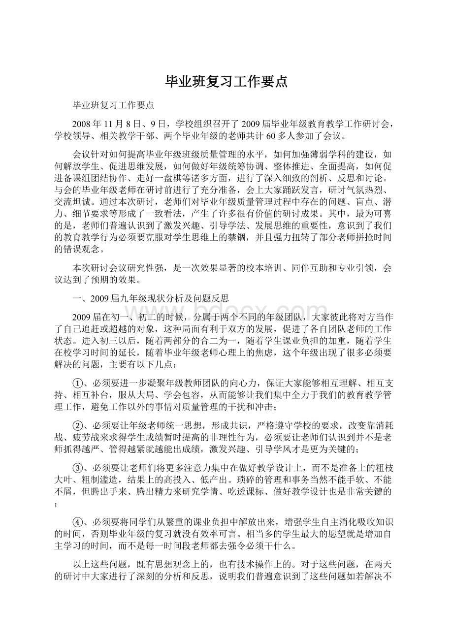 毕业班复习工作要点Word格式文档下载.docx