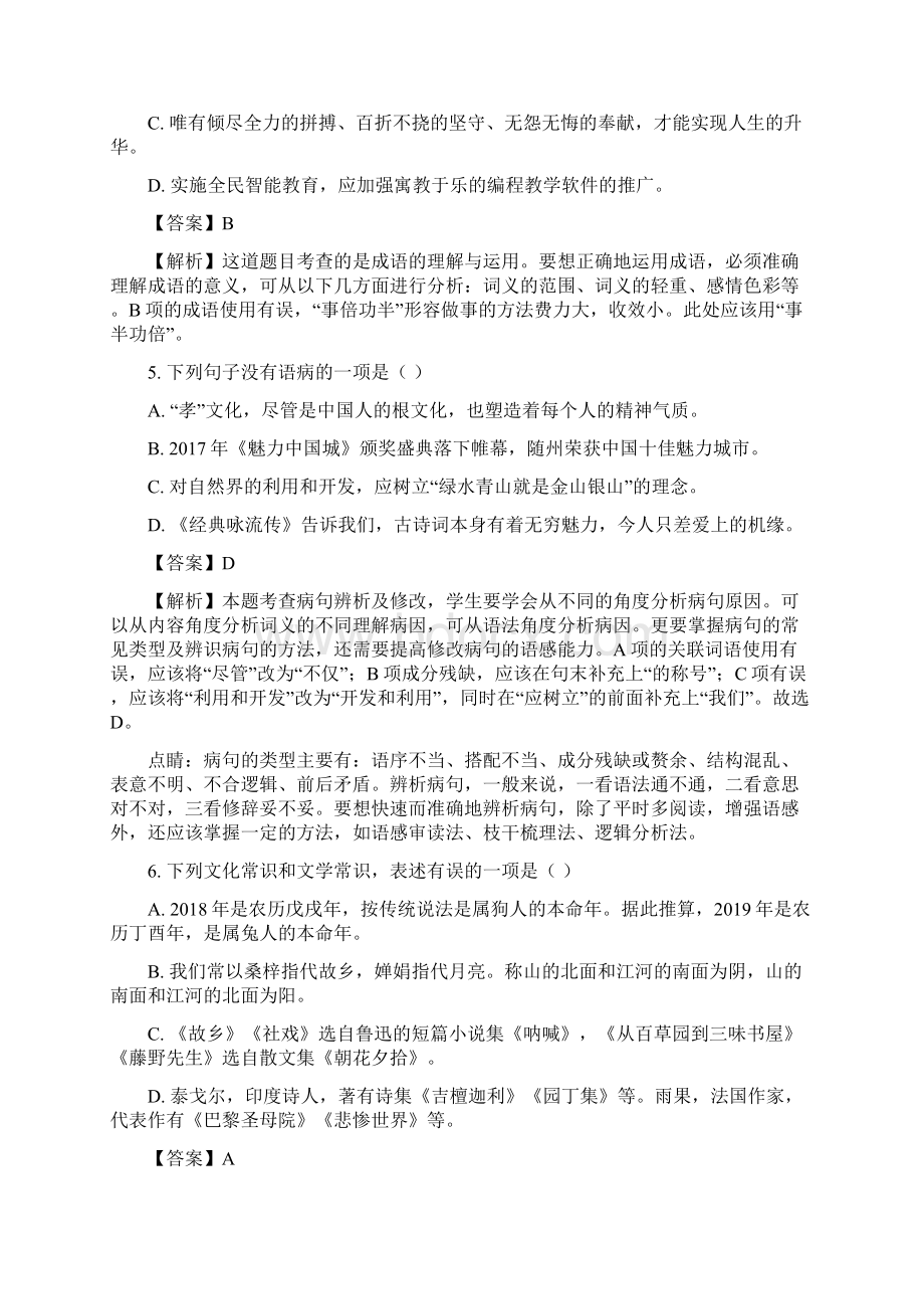 湖北省随州市初中毕业升学考试语文试题含答案解析.docx_第3页