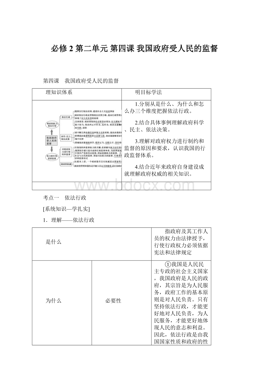 必修2第二单元第四课我国政府受人民的监督.docx