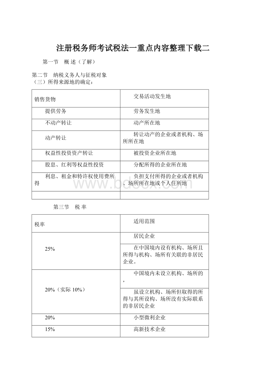 注册税务师考试税法一重点内容整理下载二.docx