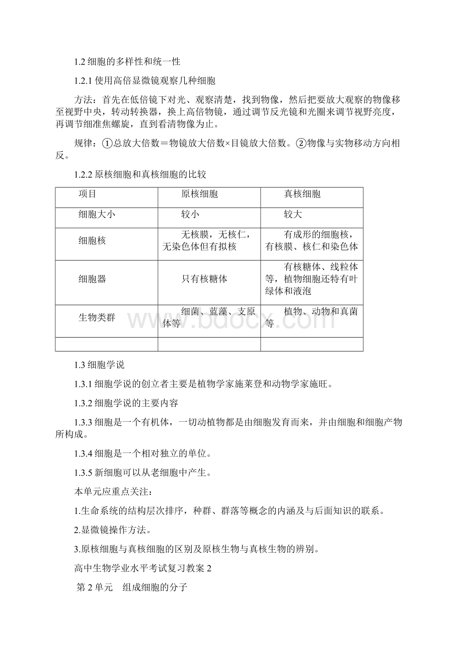 人教版高中生物学业水平考试复习教案Word下载.docx_第3页