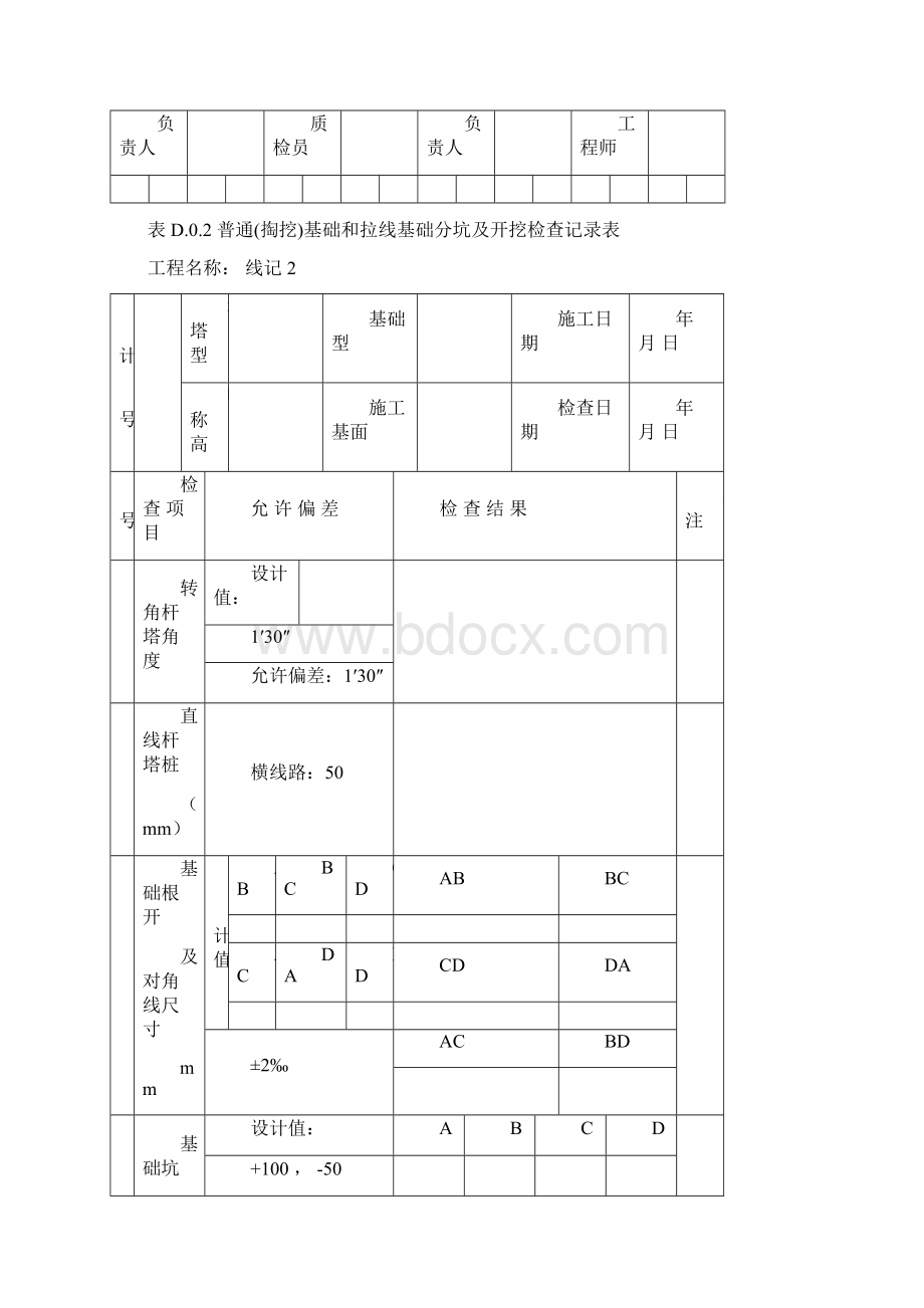 GB50173电气装置安装工程 66kV及以下架空电力线路施工及验收规范 D类表格.docx_第2页