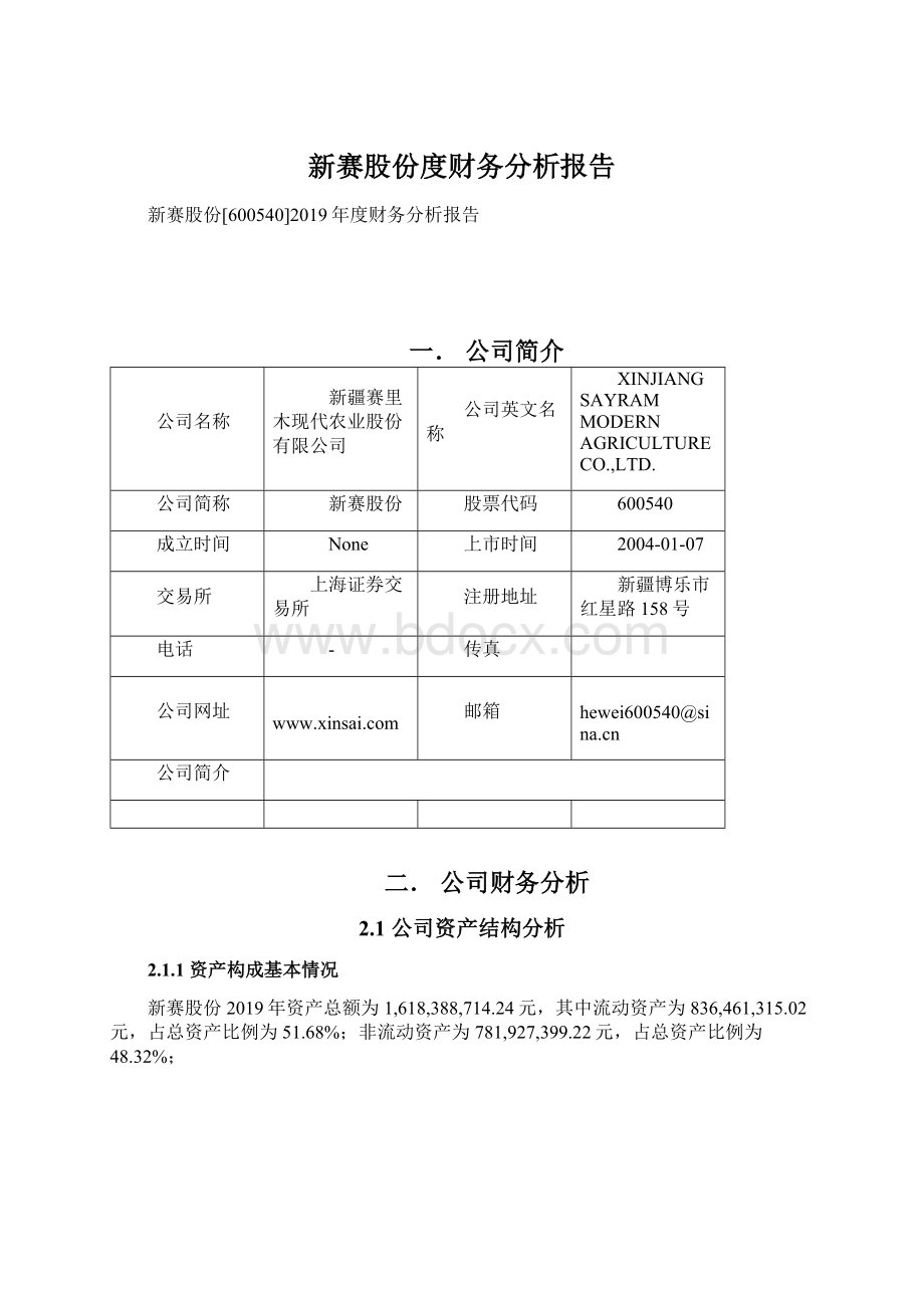 新赛股份度财务分析报告.docx_第1页