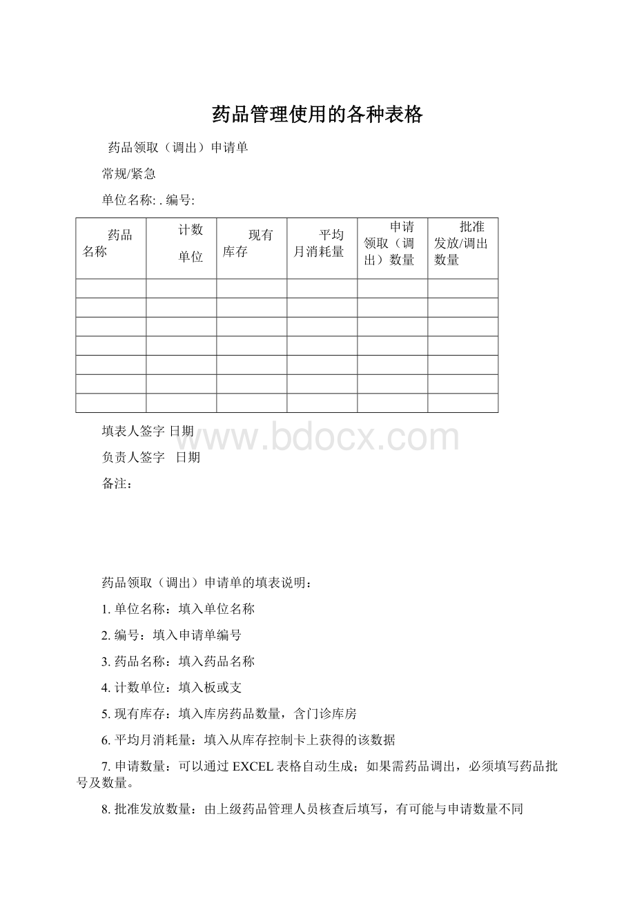 药品管理使用的各种表格.docx_第1页