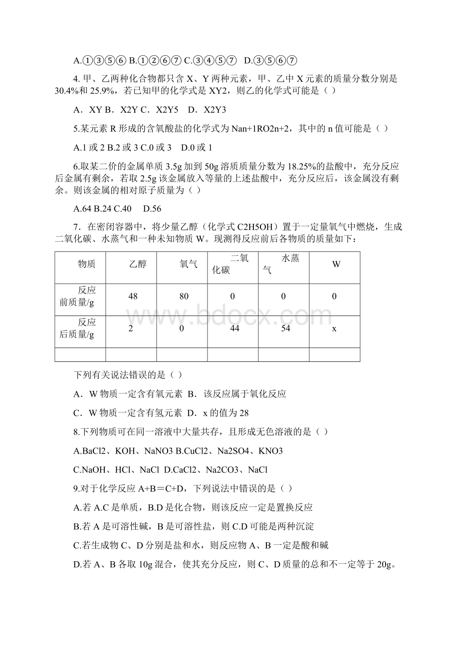 福建省诏安县学年初中学科知识能力竞赛化学试题.docx_第2页