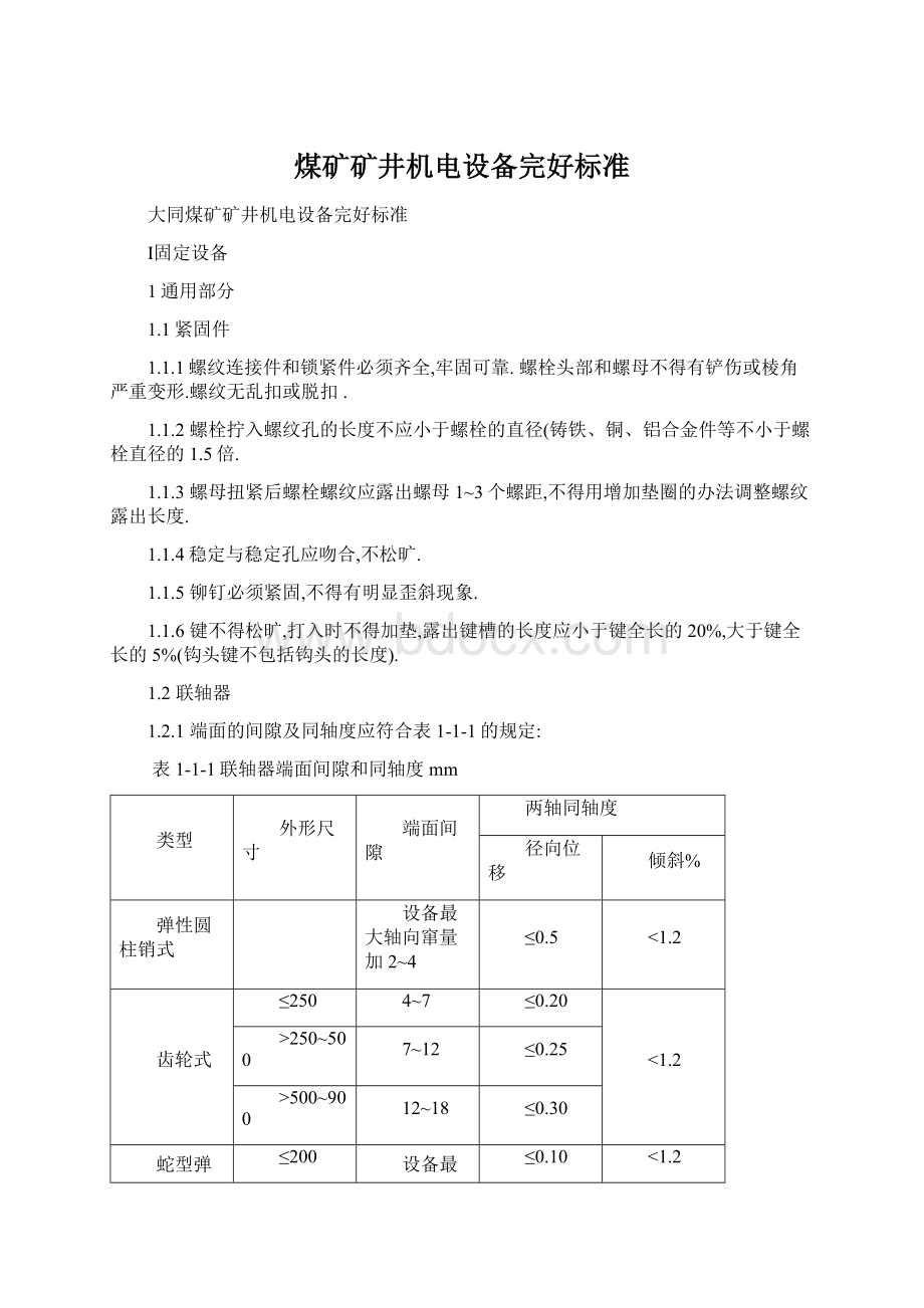 煤矿矿井机电设备完好标准.docx