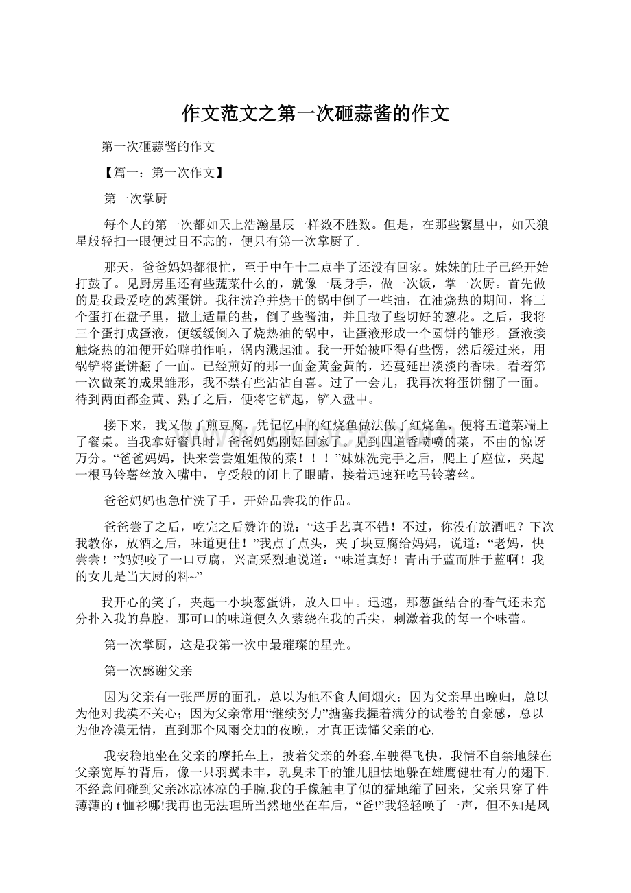 作文范文之第一次砸蒜酱的作文Word格式文档下载.docx