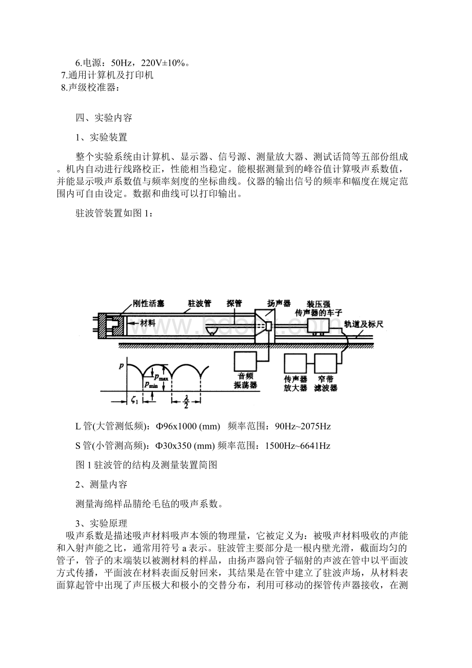 驻波管法测吸声系数实验指导书.docx_第2页