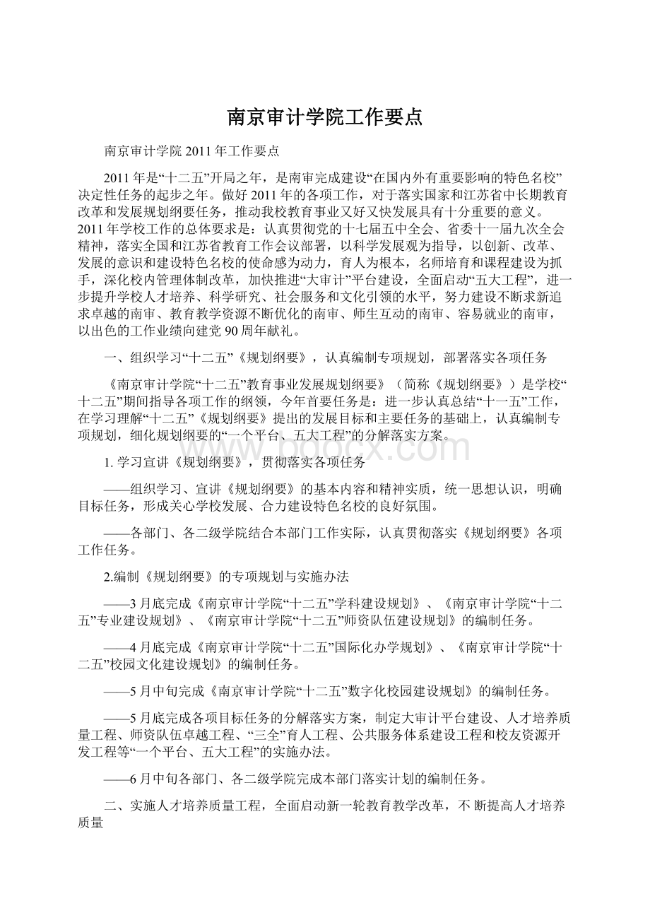 南京审计学院工作要点.docx_第1页