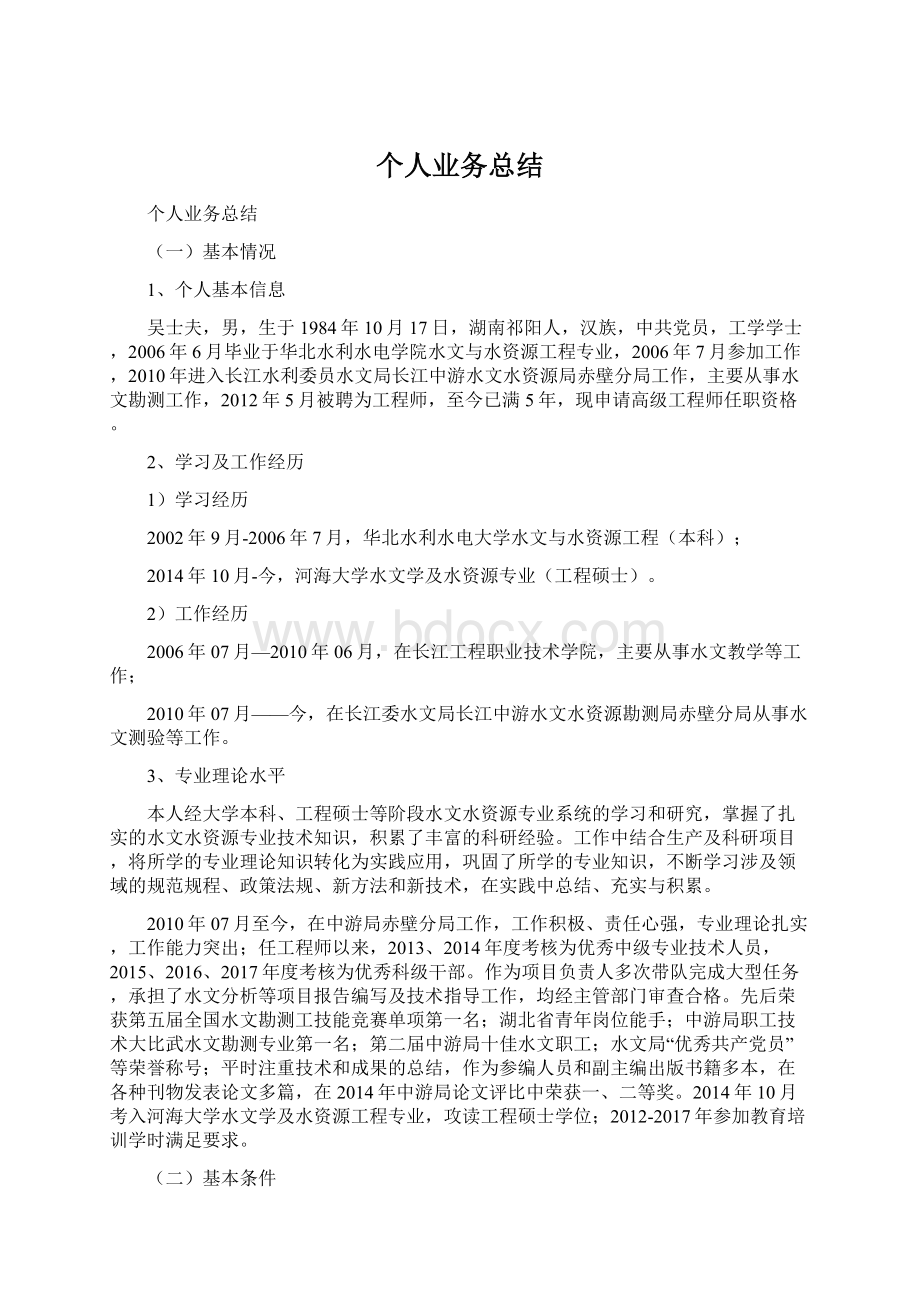 个人业务总结文档格式.docx