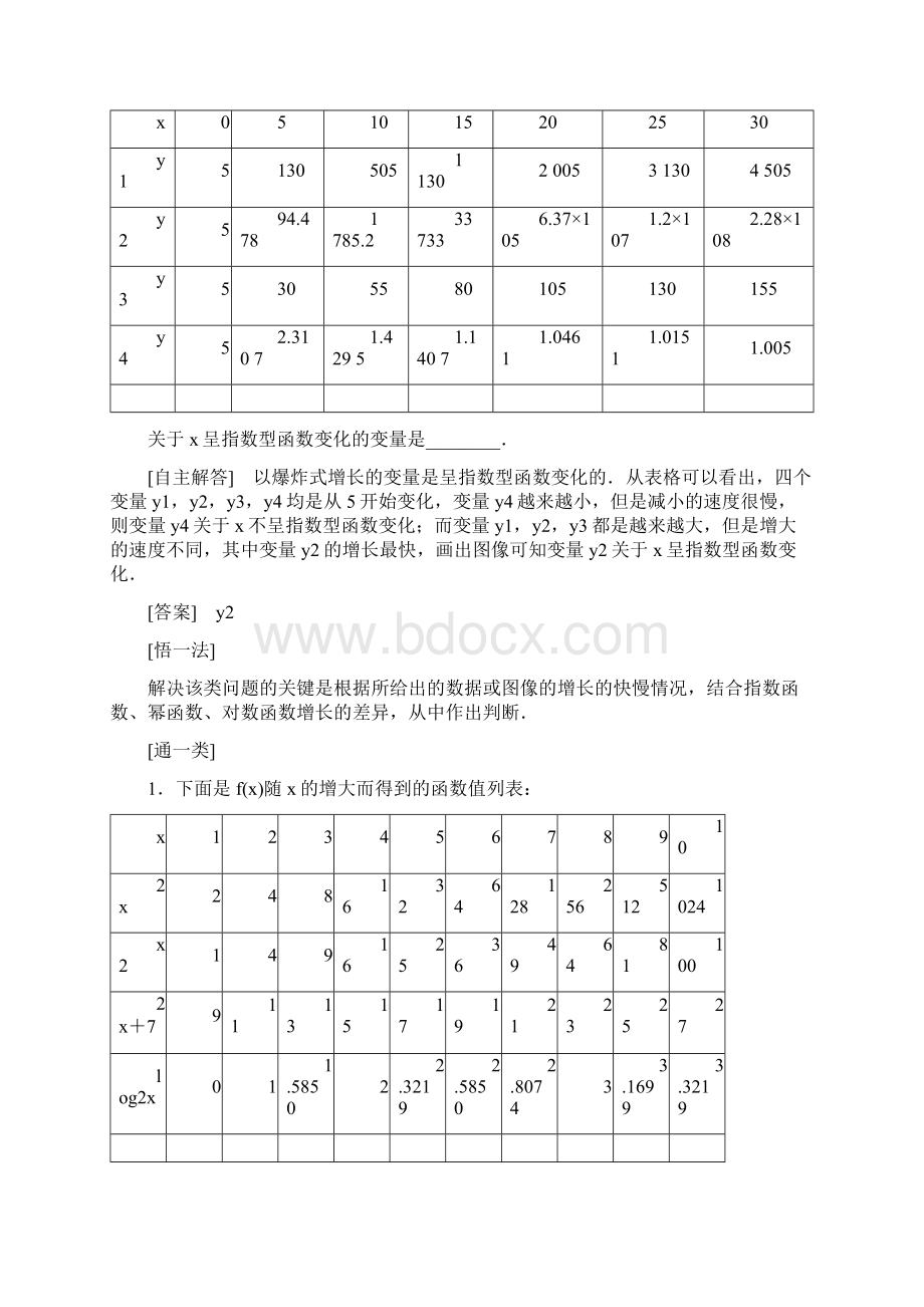 新课标最新北师大版学年高中数学必修一考点精讲指数函数幂函数对数函数增长的比较.docx_第2页