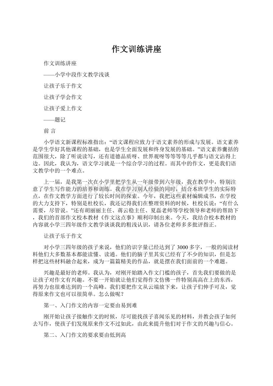 作文训练讲座Word格式.docx