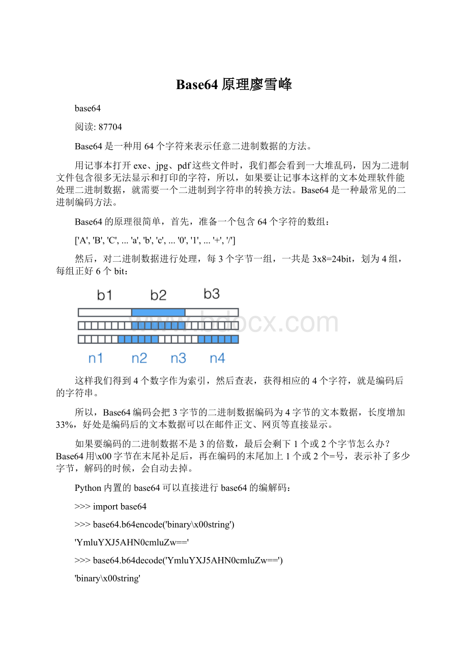Base64原理廖雪峰.docx