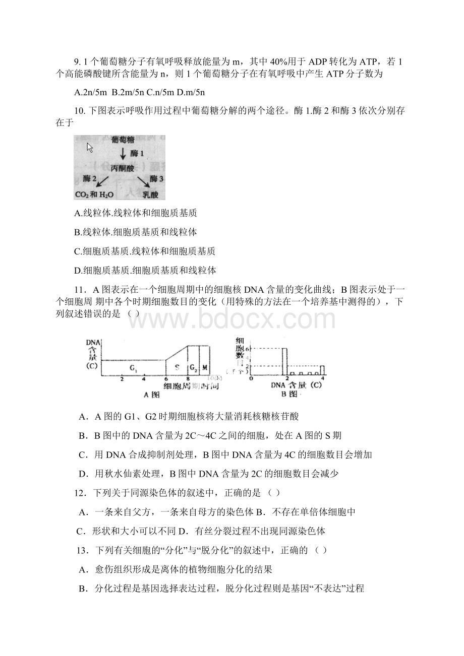 届月考高三生物卷Word格式.docx_第3页