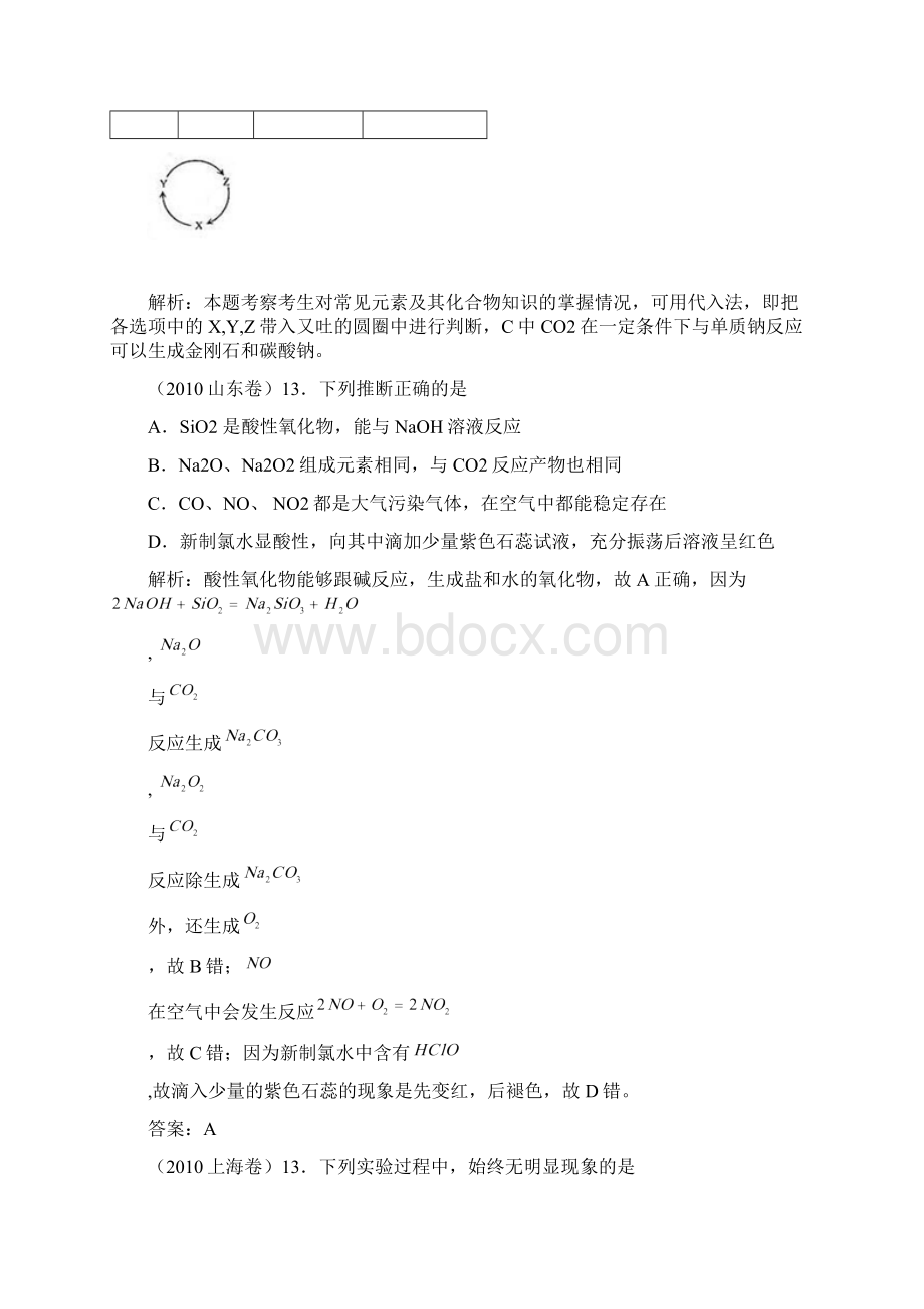 高考化学试题分类汇编非金属及其化合物带详细解答过程.docx_第3页