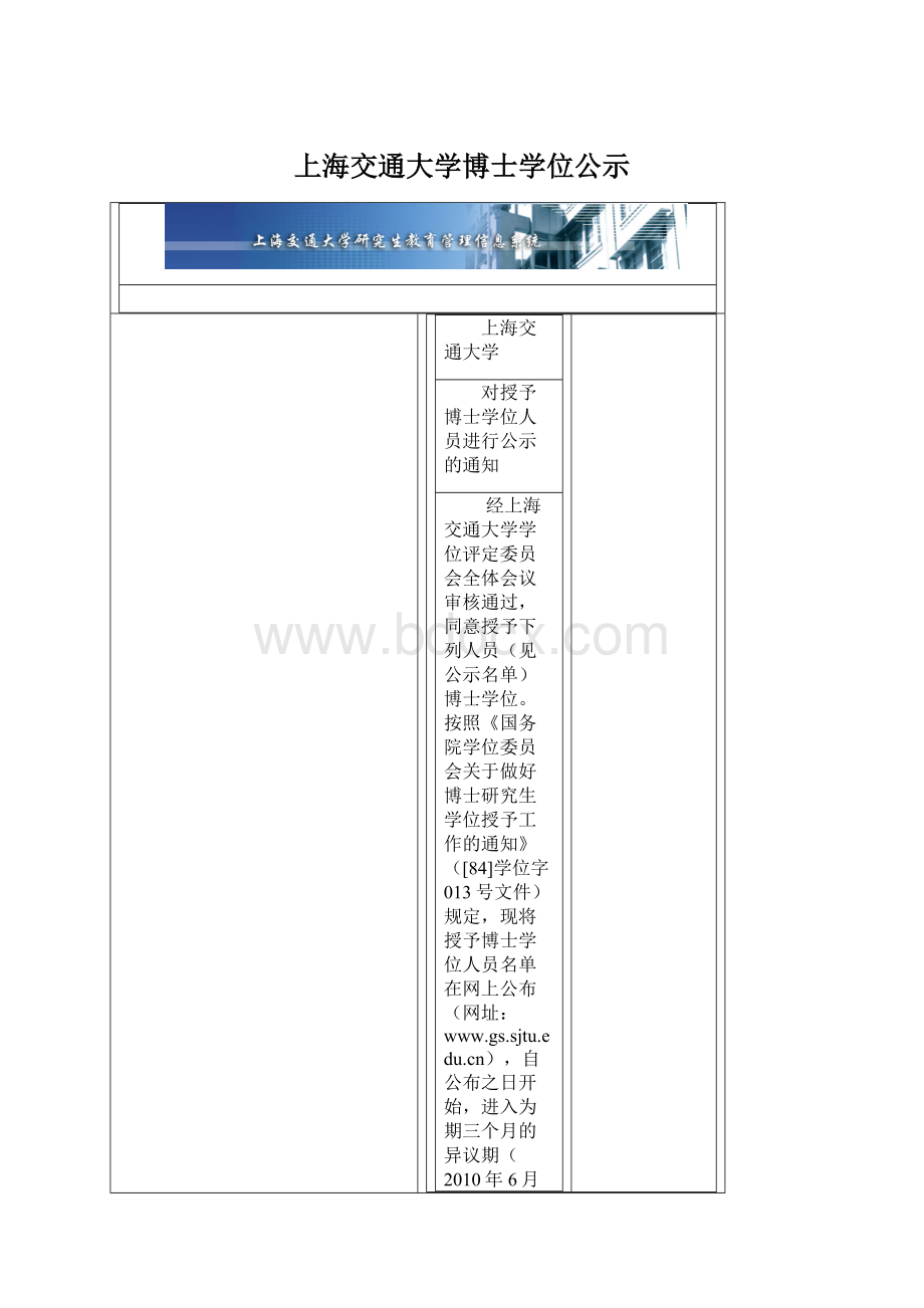 上海交通大学博士学位公示Word文档下载推荐.docx