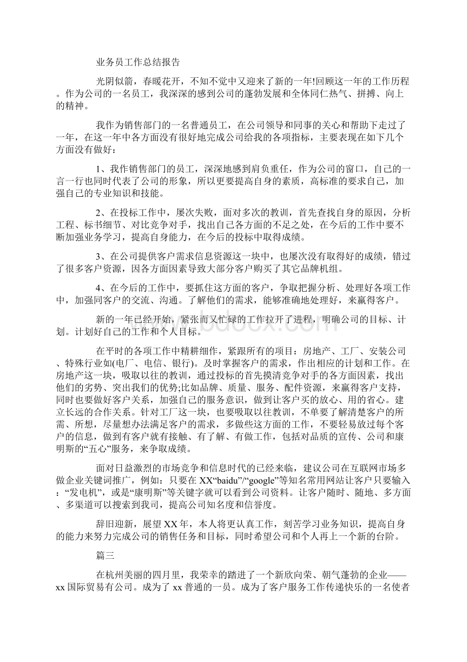 业务员工作总结报告范文精选5篇.docx_第2页