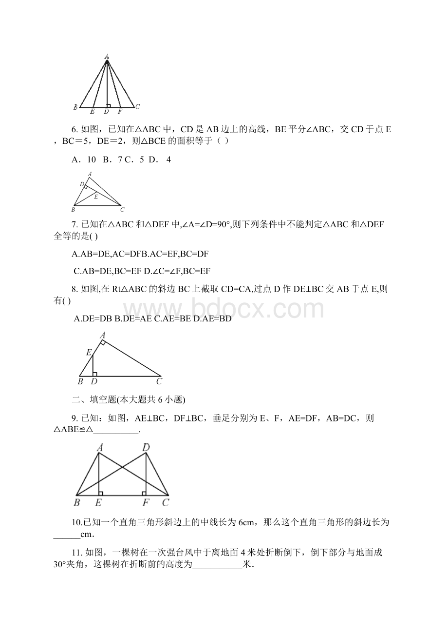 新课标名师推荐最新湘教版八年级数学下册《直角三角形全等的判定》同步练习题及答案解析Word文档格式.docx_第2页