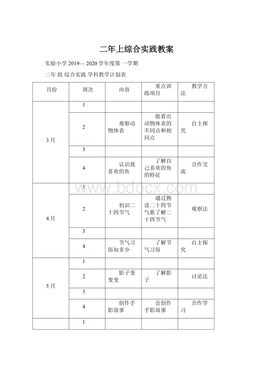 二年上综合实践教案.docx_第1页