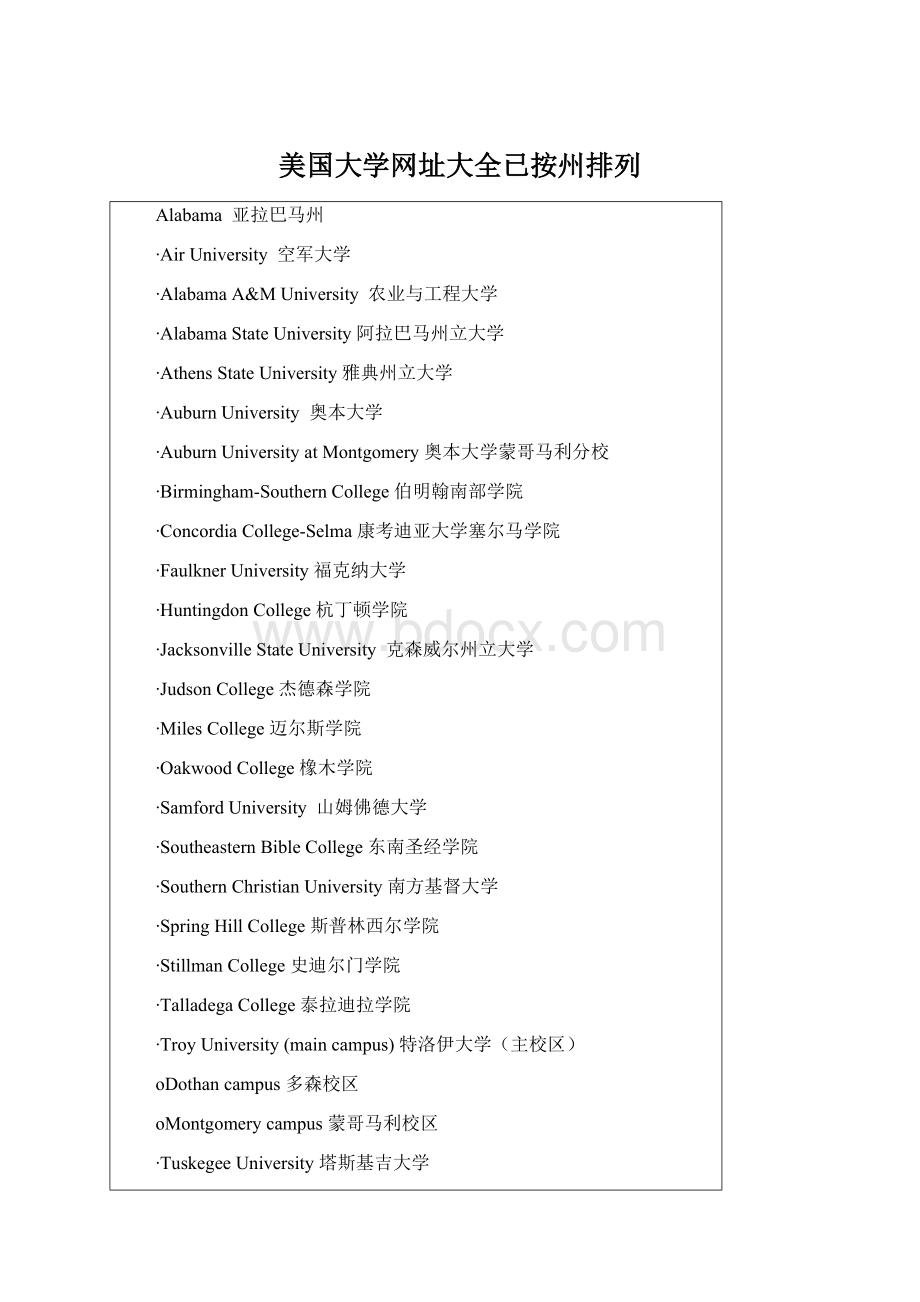 美国大学网址大全已按州排列.docx_第1页