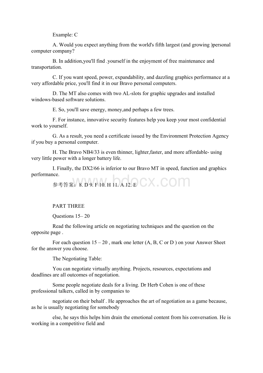 商务英语BEC初级模拟试题及答案Word文档格式.docx_第3页