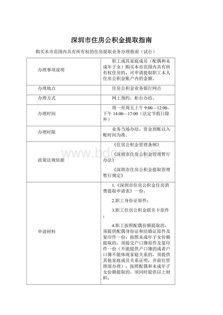 深圳市住房公积金提取指南.docx_第1页